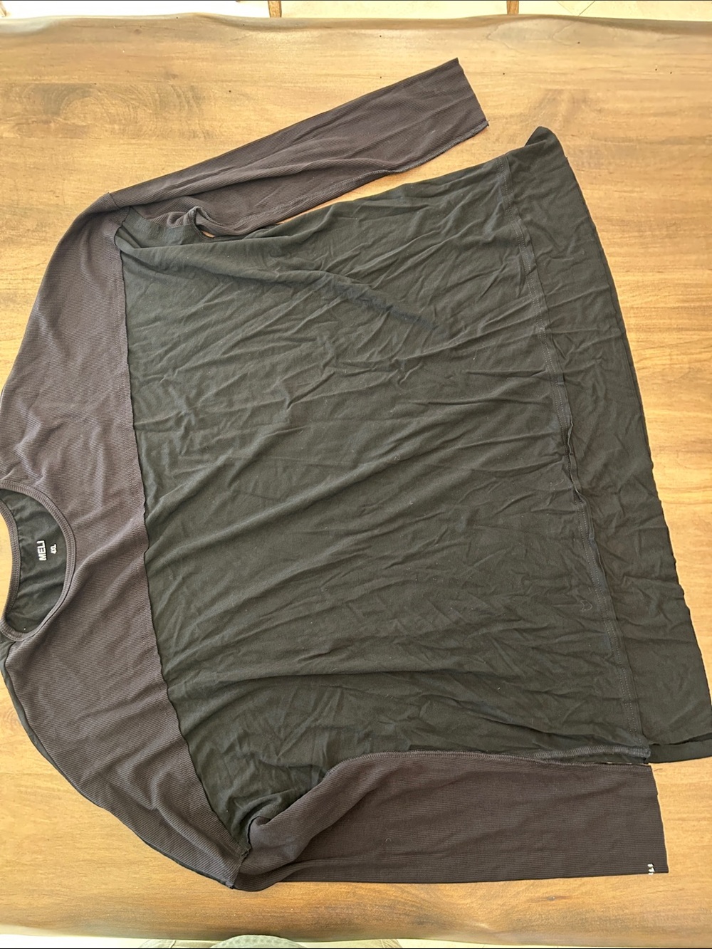 Black Layered Long-Sleeve Crewneck Shirt